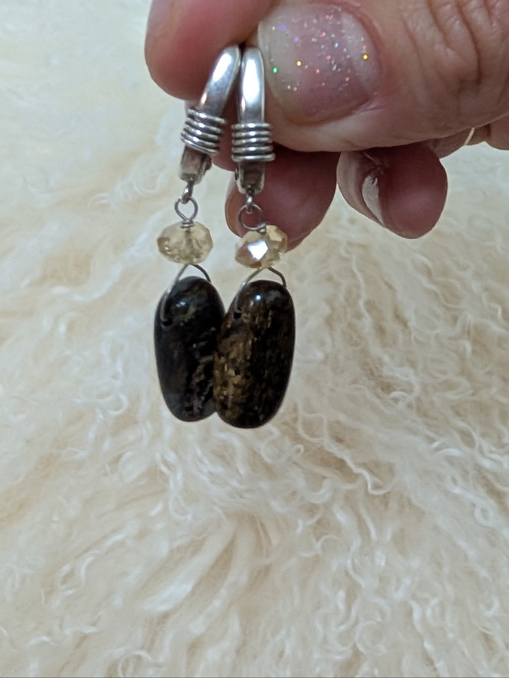 Artisan Sterling Silver Citrine & Jasper Drop Earrings